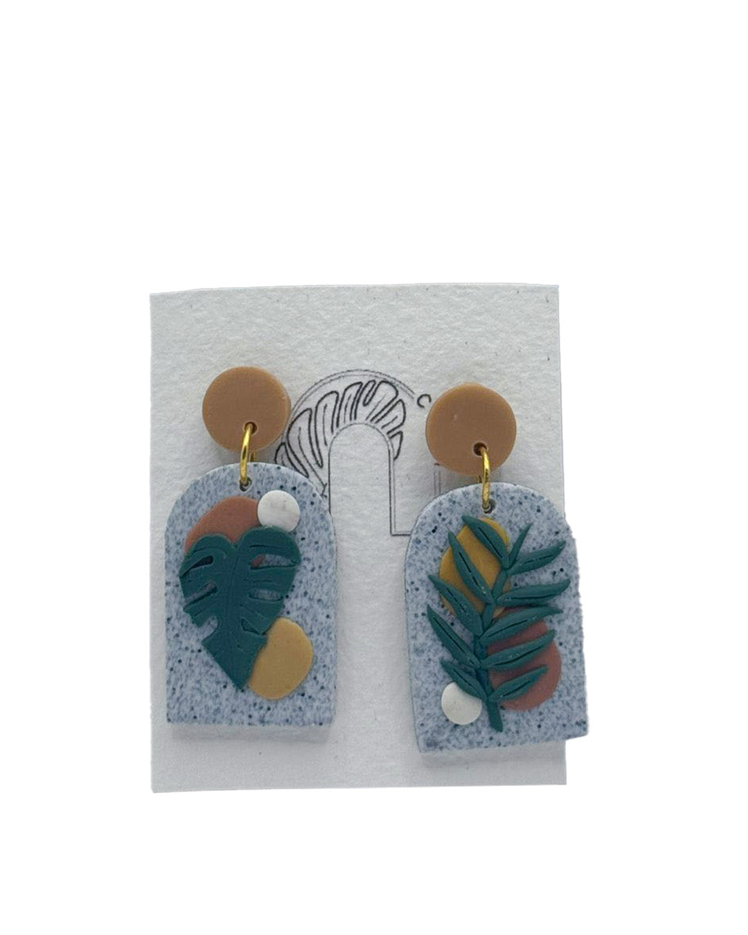 Botanical Blue Handmade Clay Earring