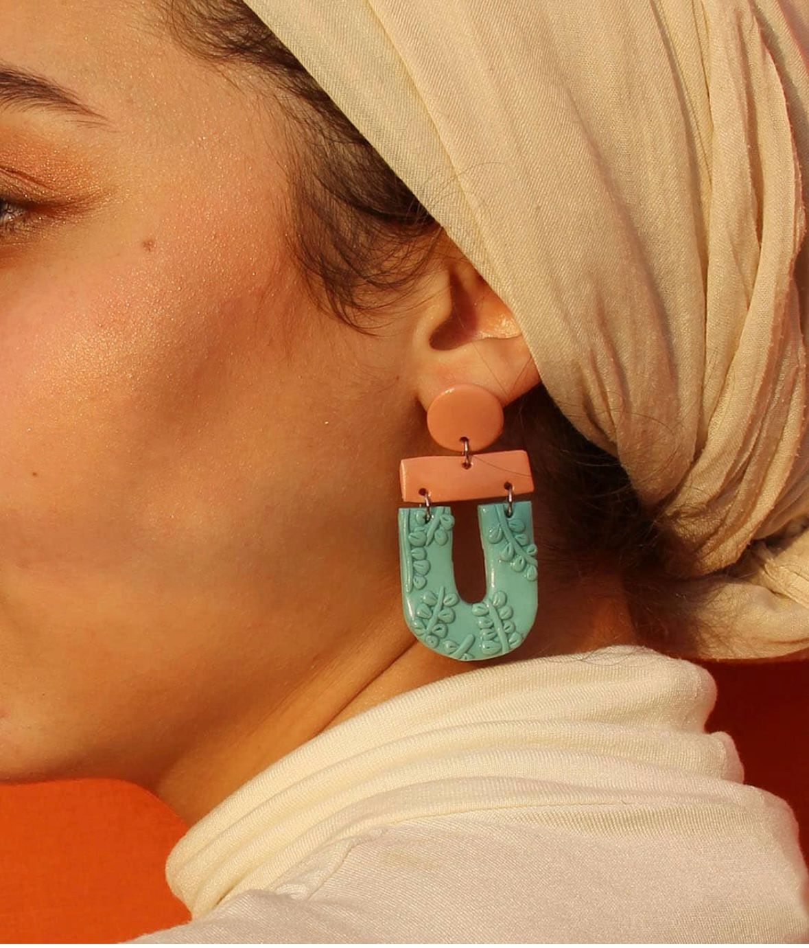 Aqua Breeze Handmade Clay Earring