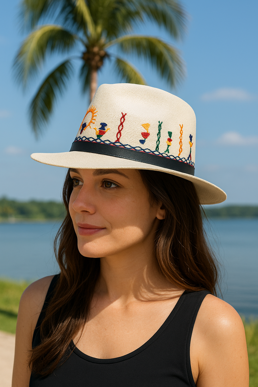 Everyday hat with handmade embroidery