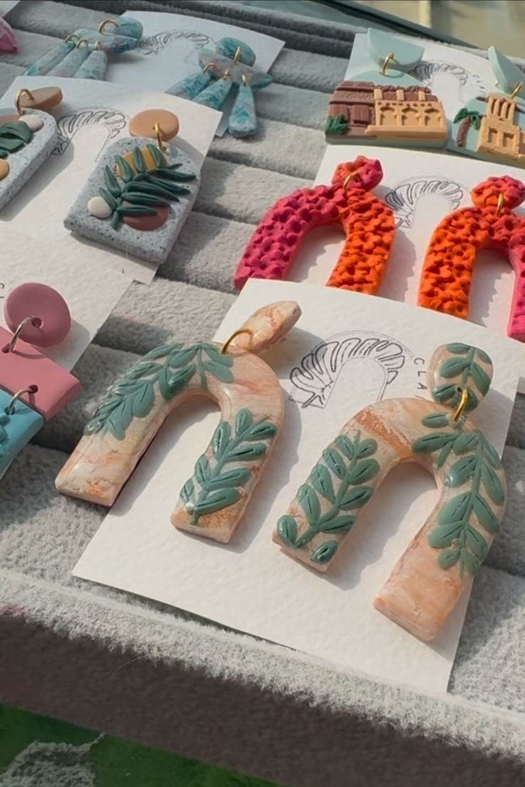 Olive Tree Handmade Clay Earring