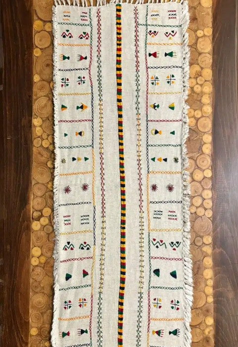 Egyptian linen table runner with embroidery