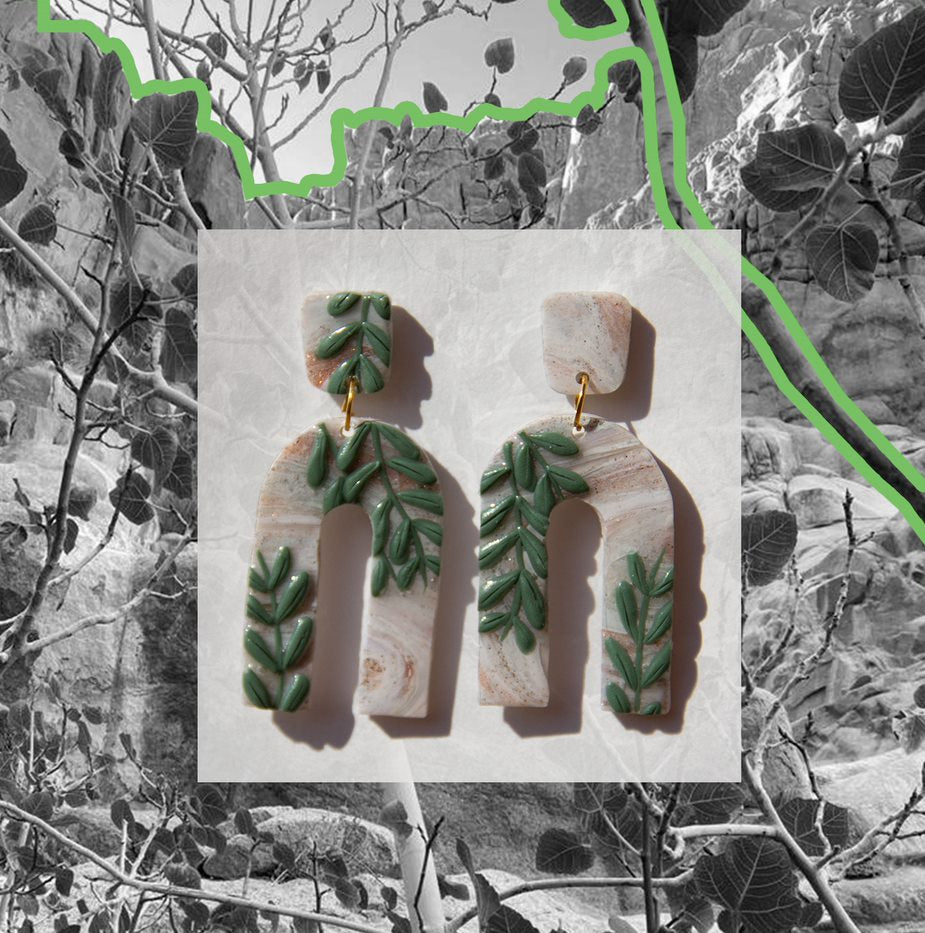 Olive Tree Handmade Clay Earring