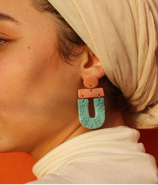 Aqua Breeze Handmade Clay Earring
