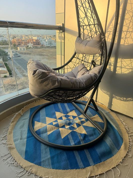 Blue Skies Round Kilim Rug