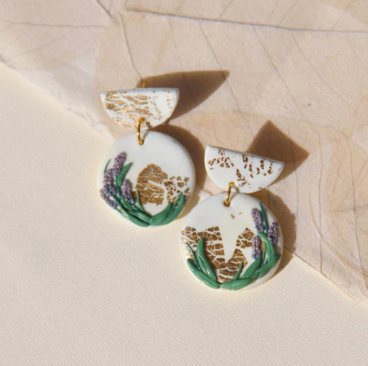 Golden Sprig Handmade Clay Earring