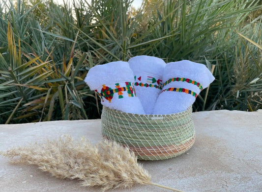 Egyptian cotton hand towel with handmade embroidery