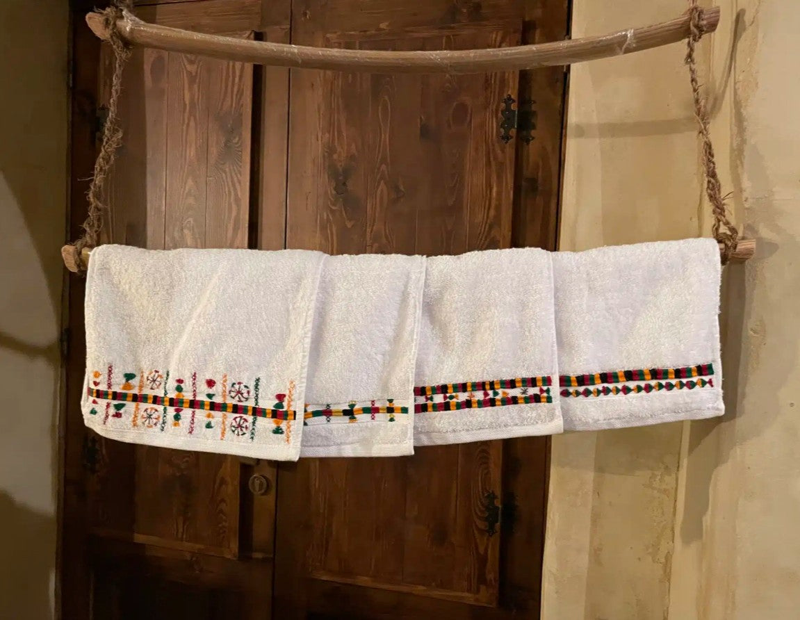 Egyptian cotton hand towel with handmade embroidery