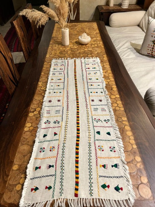 Egyptian linen table runner with embroidery